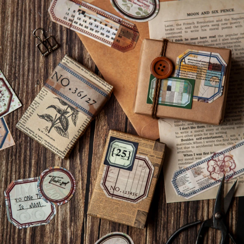 40 шт./пакет винтажные антикварные наклейки с рамкой бумажные для