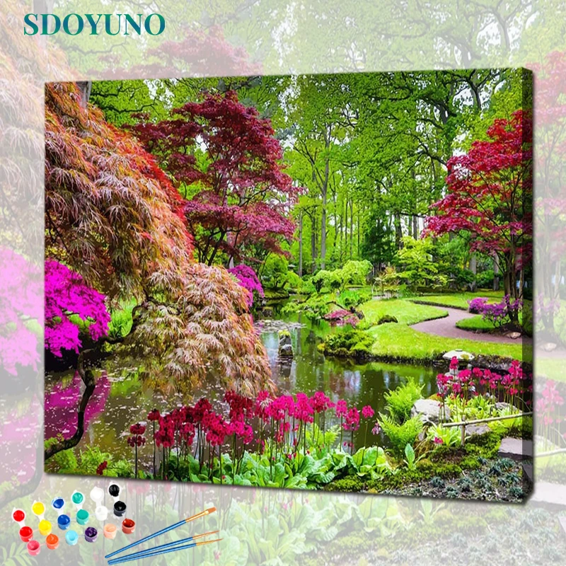 

SDOYUNO Frameless Painting By Numbers DIY 60X75cm Wall Art Landscape Paint By Number Canvas Painting Kits Home Decor Gift