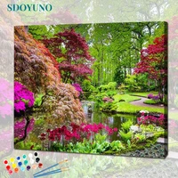 sdoyuno frameless painting by numbers diy 60x75cm wall art landscape paint by number canvas painting kits home decor gift