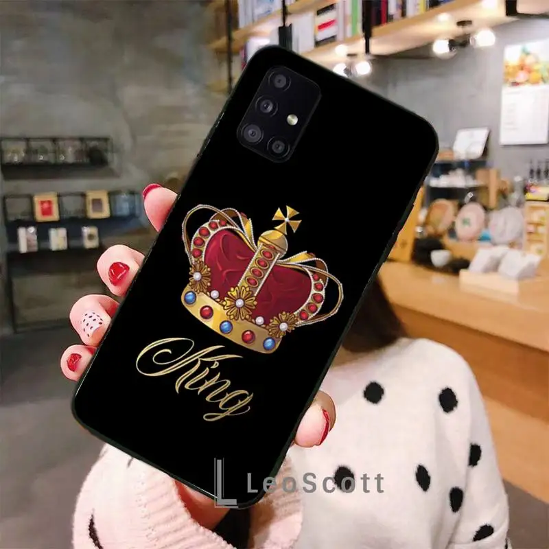 

King queen Crown Phone Case For Samsung A50 A51 A71 A31 A21S S8 S9 S10 S20 S21 Plus Fe Ultra 4G 5G