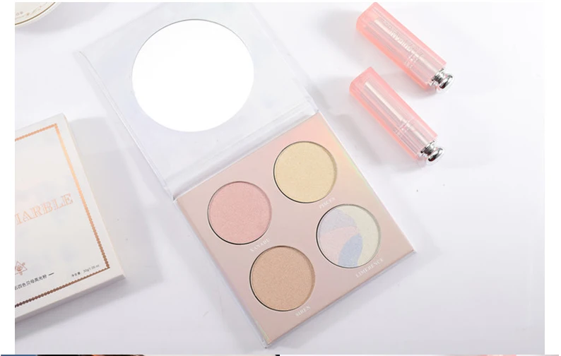 GUICAMI MARBLE 4 Colors Brighten Highlighter Eyeshadow Palette Repair Facial Makeup Powder Contour Blush Make Up Cosmetics