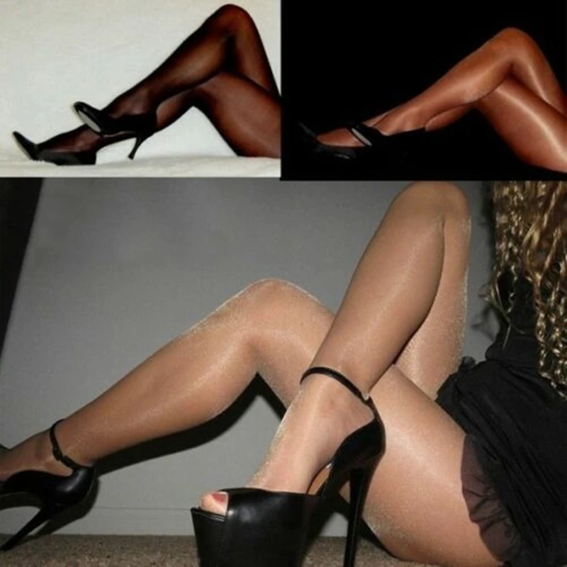 Женские глянцевые ультратонкие блестящие прозрачные кружевные чулки до бедра