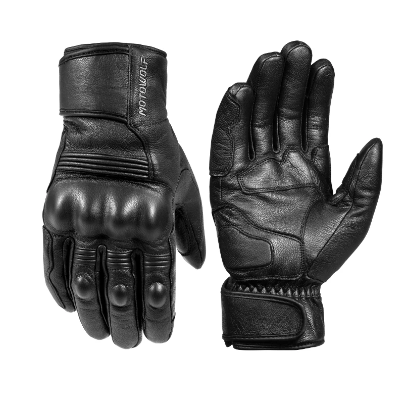 

MOTOWOLF Motorcycle Gloves Real Leather Waterproof Windproof Winter Warm Summer Breathable Touch Screen Riding Bike Car Gloves