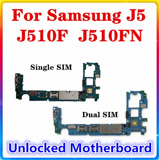 Для Samsung Galaxy J5 J510F J510FN оригинальная материнская плата разблокирована с чипами