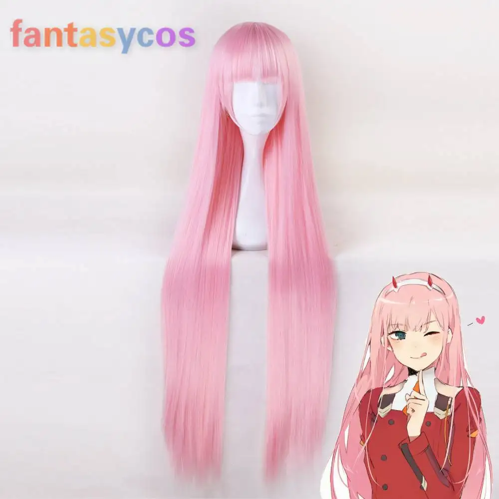

Anime DARLING In The FRANXX Long Pink Hair Cosplay Wig Zero Two Synthetic Straight Party Wigs Code 002+ Free Wig Cap