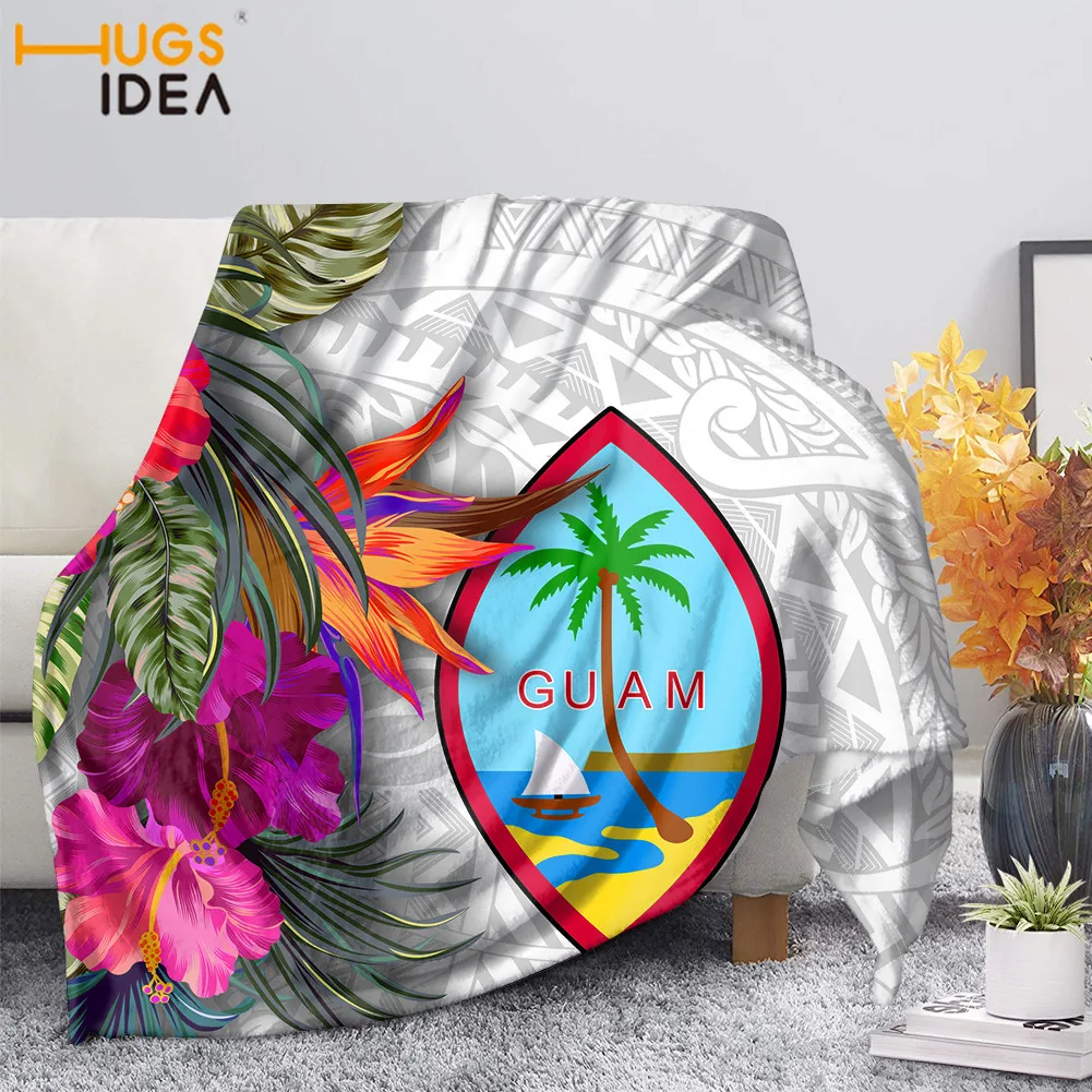 

HUGSIDEA Hawaii Guam Hibiscus Pattern Design Bedding Sheet Fleece Blankets Summer Air Conditioner Quilt for Kids Keep Warm