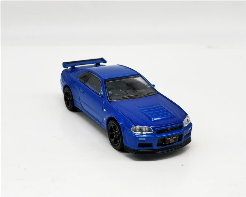 1: 64 зеленый свет Nissan Skyline R34 синий без коробки