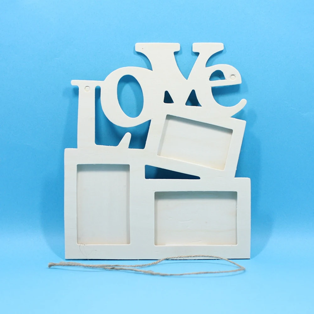 Креативная английская фоторамка с надписью Love настенная подвесная DIY деревянная