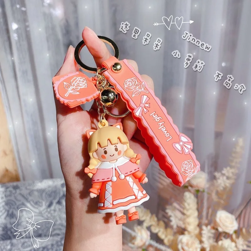 

2020 Fashion Lolita girl Keychains Fairy Tale Princess Key Chain Cartoon pendant couples creative gift Key Ring