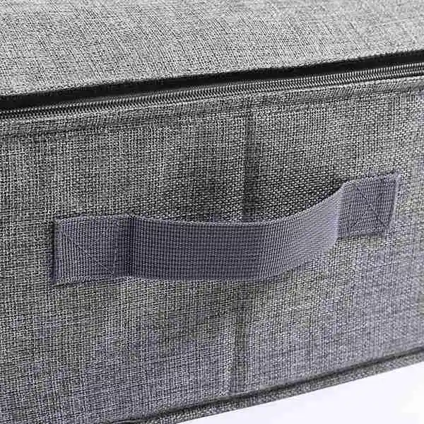 

Quilt Bed Bottom Storage Box Fabric Folding Clothes Storage Box Foldable Bed Storage Box for Blankets, Duvets, Quilts Gray 2 Pac