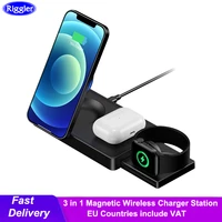 3 in 1 15w wireless charger stand for iphone 13 apple watch airpods magnetic foldable fast charge dock station qi phone charger