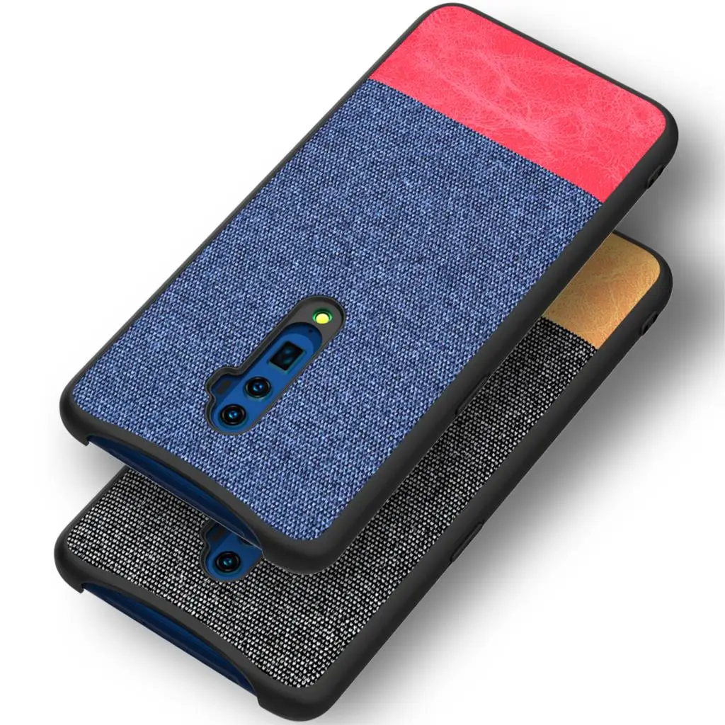 Для OPPO Рено 10X зум чехол Мягкие силиконовые края + жесткую Ткань текстуры кожи