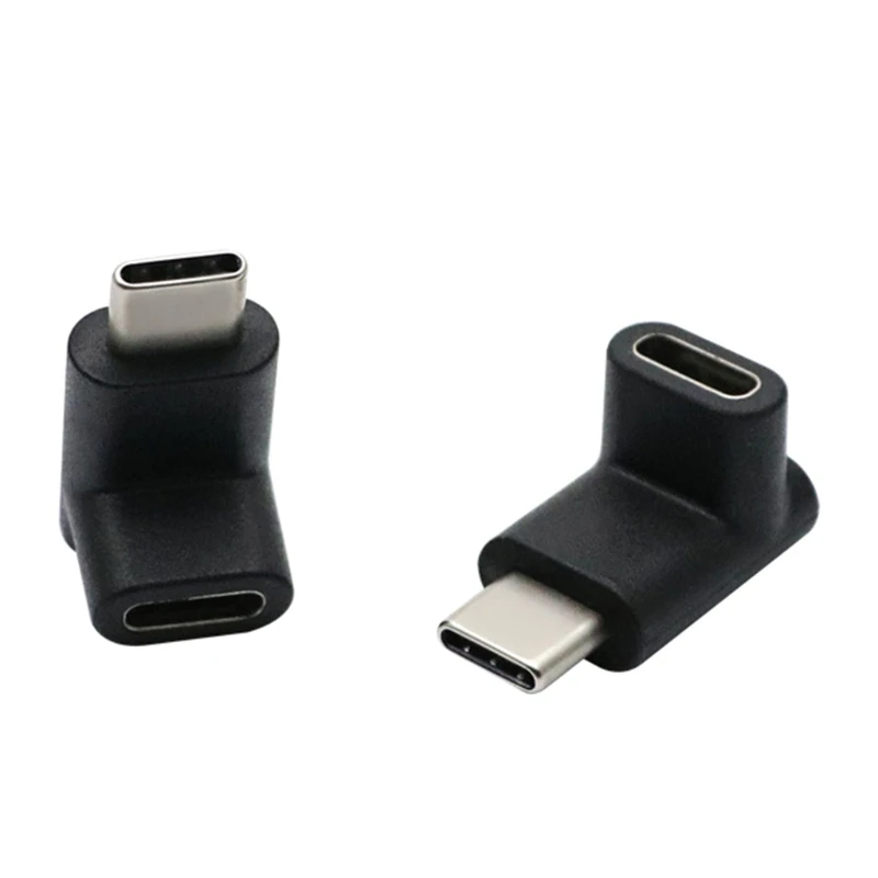 

H7JA Type-C Male to Female Adapter USB3.1 M/F Right Angle 90 Degree USB Charging Extension Cable Adapter 2Pcs