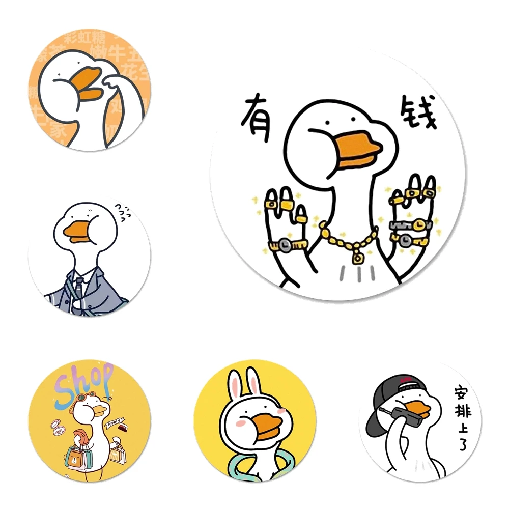 

58mm Cute korean cartoon yellow duck Icons Pins Badge Decoration Brooches Metal Badges For Clothes Backpack Decoration