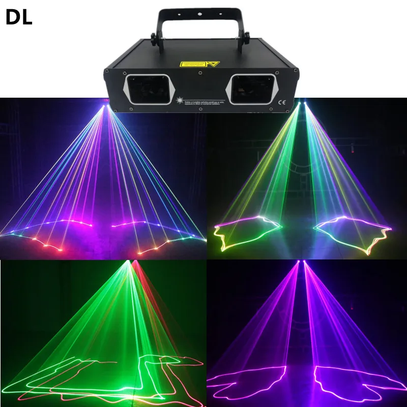 Dinamik 2 Lens ışık yayan diyot lazer projektör disko lazer lamba RGB renkli ses kontrolü DJ festivali noel noel partisi