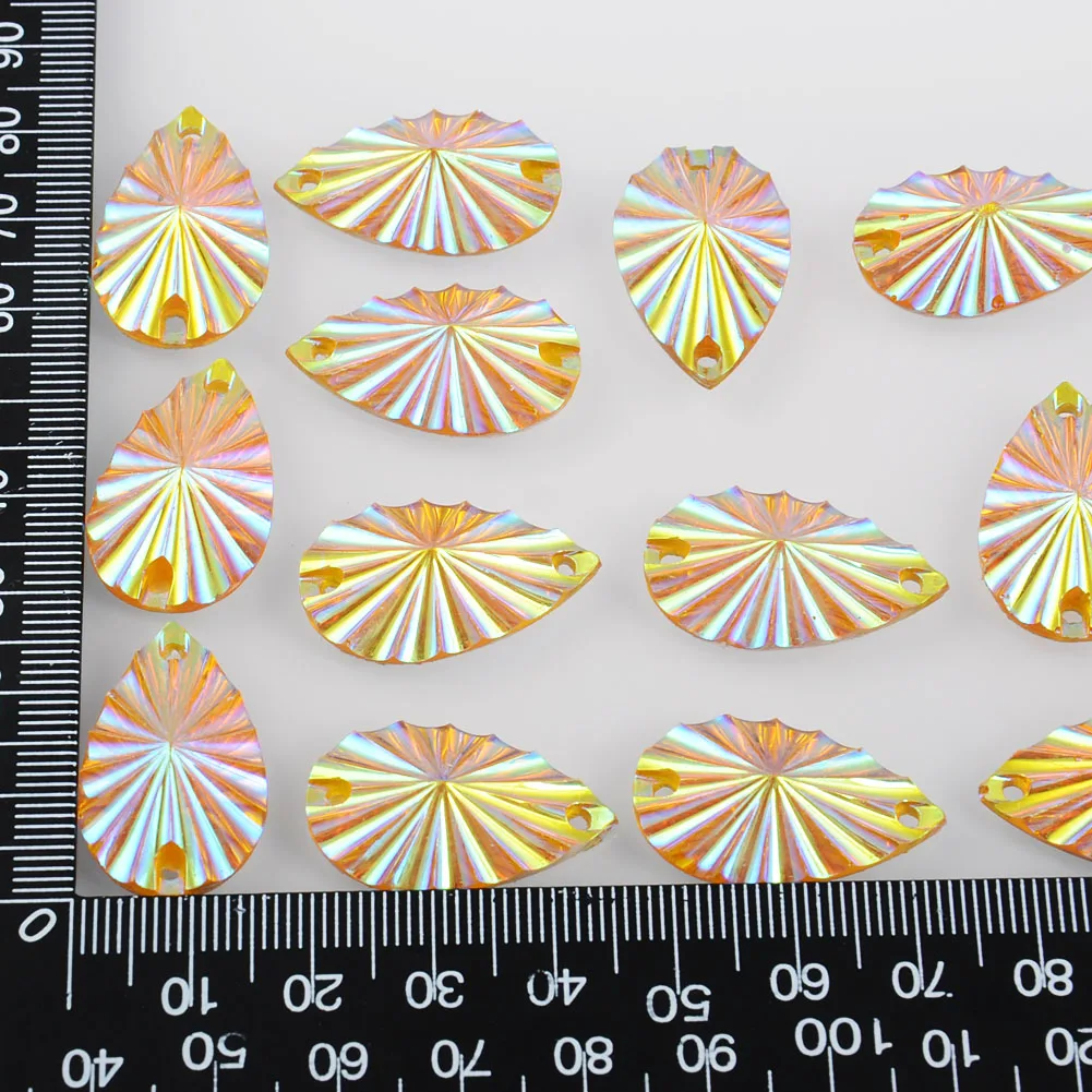 BOLIAO AB Color 20Pcs 16*27mm ( 0.63*1.06in ) Drop Shape Acryl Sew On 2 Hole Rhinestone Flatback Clothes Home Decor DIY | Дом и сад