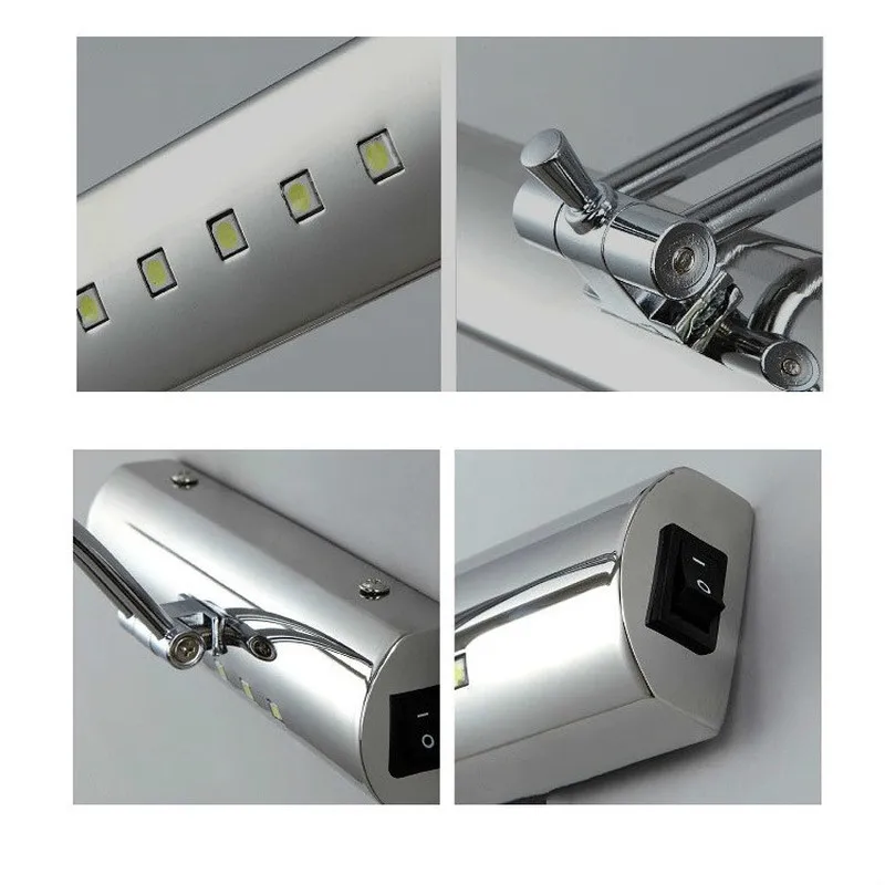 

Modern minimalist stainless steel bathroom waterproof mirror cabinet lamp with adjustable LED mirror front lamp WF1217315