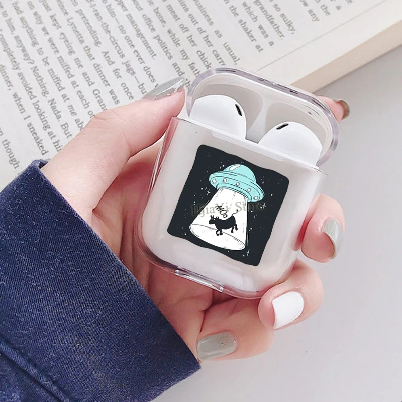 Милый НЛО наушники чехол для Apple AirPods 1 2 мягкий прозрачный из материала TPU