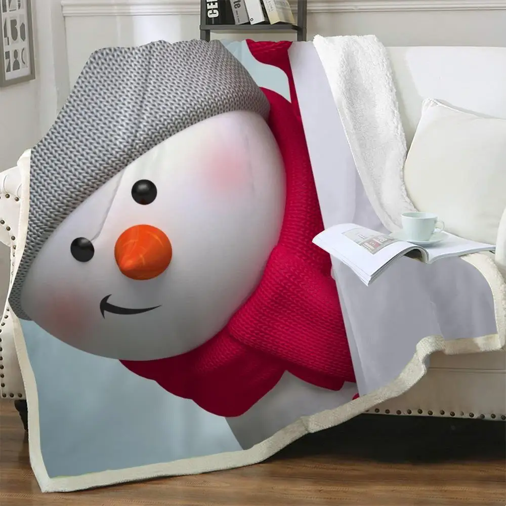 

NKNK Christmas Blankets Snowman Bedspread For Bed New Year Plush Throw Blanket Cute Blankets For Beds Sherpa Blanket Fashion