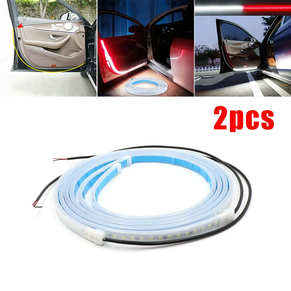

2pcs Car Openning Door Warning Light Strips Safety Anti-collision Flowing Flashing LED Light Strip Waterproof Car Universal
