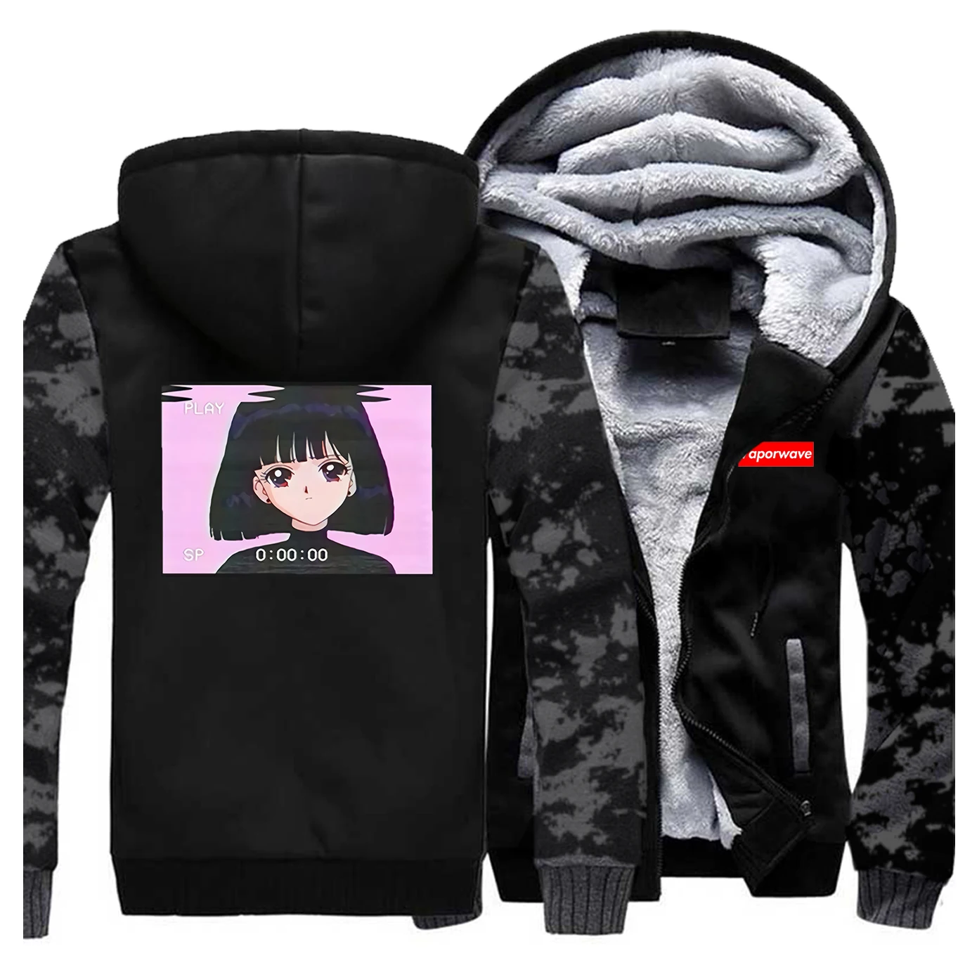 

2019 New Printing VAPORWAVE Male Hoodie Funny Novelty Mens Jacket Stylish Warm Biker Style Sportswear Winter Thick Warm Coat Men