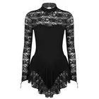 Женская танцевальная одежда с длинными рукавами, мягкая кружевная пачка, балетное платье для фигурного катания, гимнастическое трико, костюмы для лирических танцев для выступлений