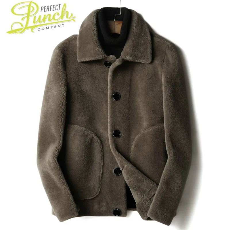 

Autumn Winter Men Wool Real Sheep Fur Coat Double-side Wear Warm Jacket Mens Fashion Jackets L18-4701 YY460
