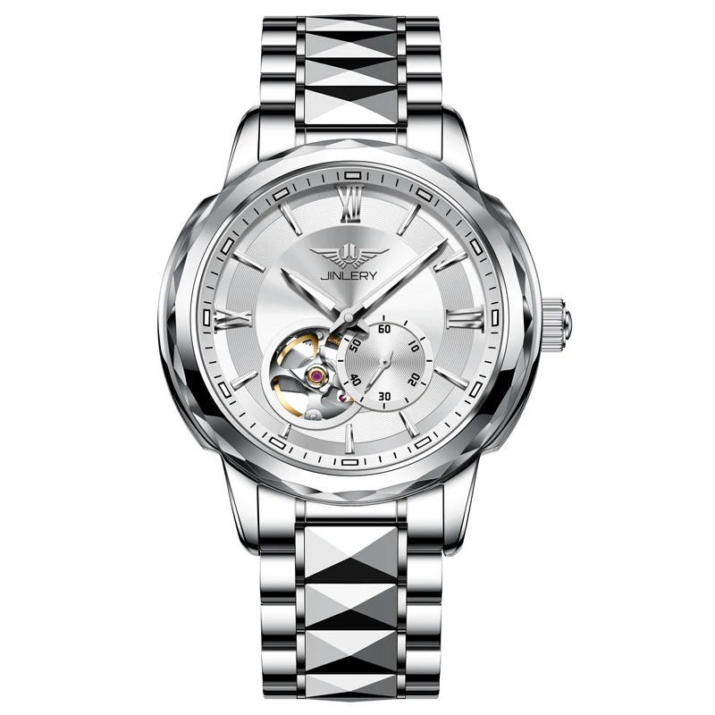 

JINLERY Men Mechanical Watch Top Brand Luxury Automatic Watch Business Stainless Steel Waterproof Watch Men saat erkek kol saati