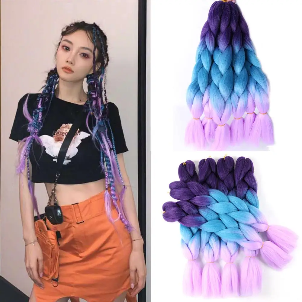 Большие синтетические косы волосы 100g 24 дюйма высокой Температура волокна Jumbo Brading