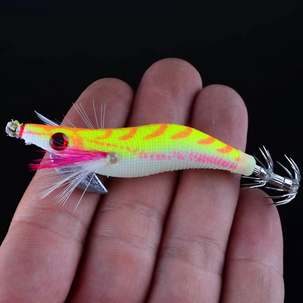 

8cm Sinker Squid Jig Hook Wooden Shrimp Artificial Fishing Lures Octopus Cuttlefish Shrimp Hard Fishing Bait Random color