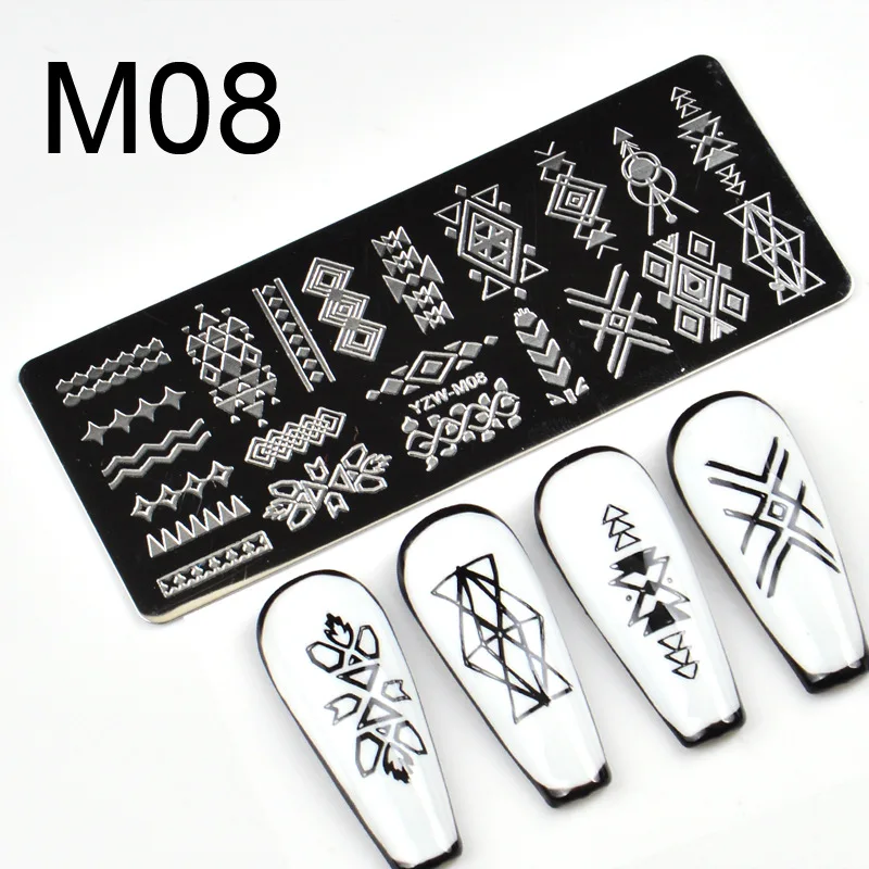 

1@# Line pattern 10*4cm Nail Art Templates Stamping Plate Design flower Animal Glass Temperature Lace Stamp Templates Plates M8