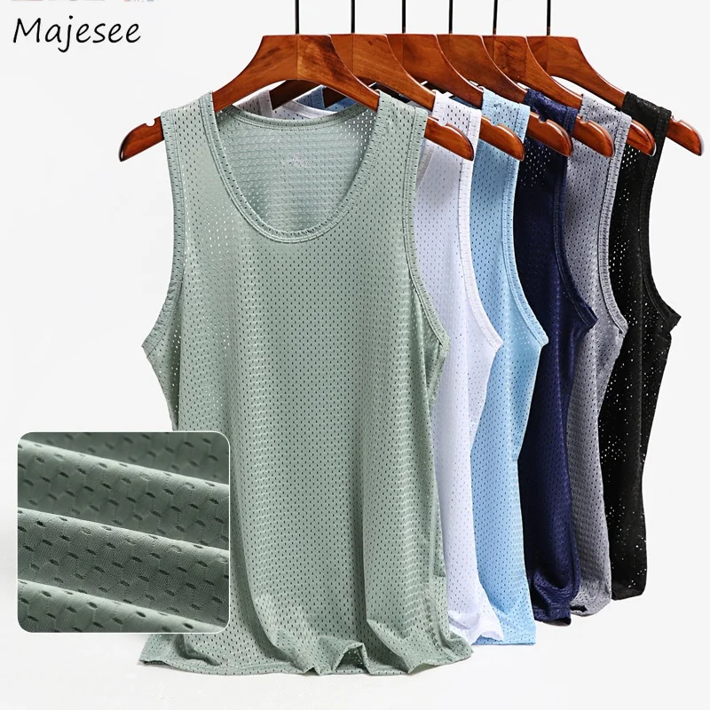 Майка сетчатая Мужская для фитнеса однотонная облегающая Повседневная