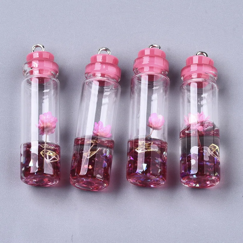 100 шт. Прозрачный Стеклянный Флакон Кулоны из смолы сухих цветов растений, Чарующее ювелирное Diy серьги изготовление ювелирных ожерелий 42 ~ 44x11mm
