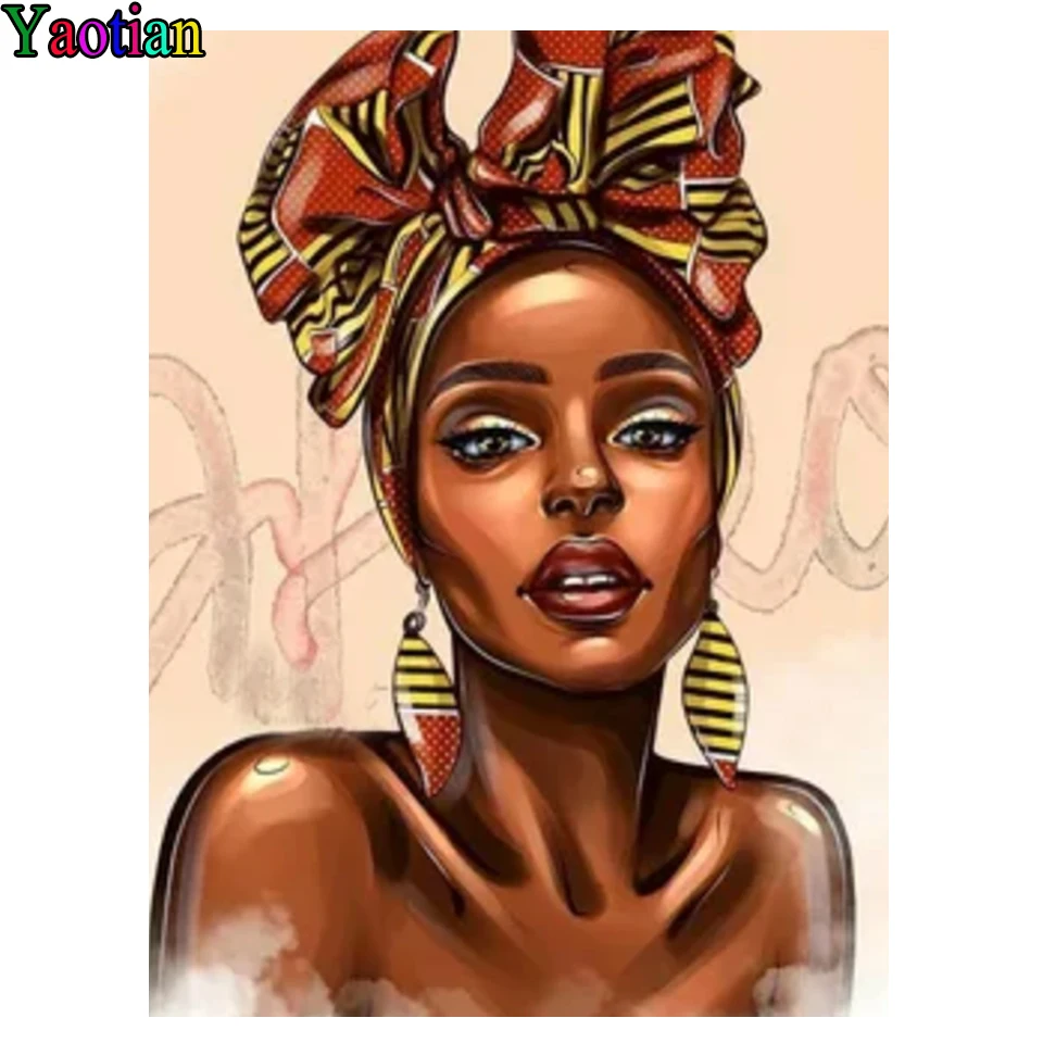 

African Black Woman Graffiti Art 5D Diy Diamond Mosaic Diamond Painting Full Square Drill Portrait Girl Diamond Embroidery Gift