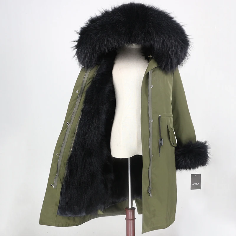 Женская длинная парка из водонепроницаемой ткани зимнее пальто со съемной