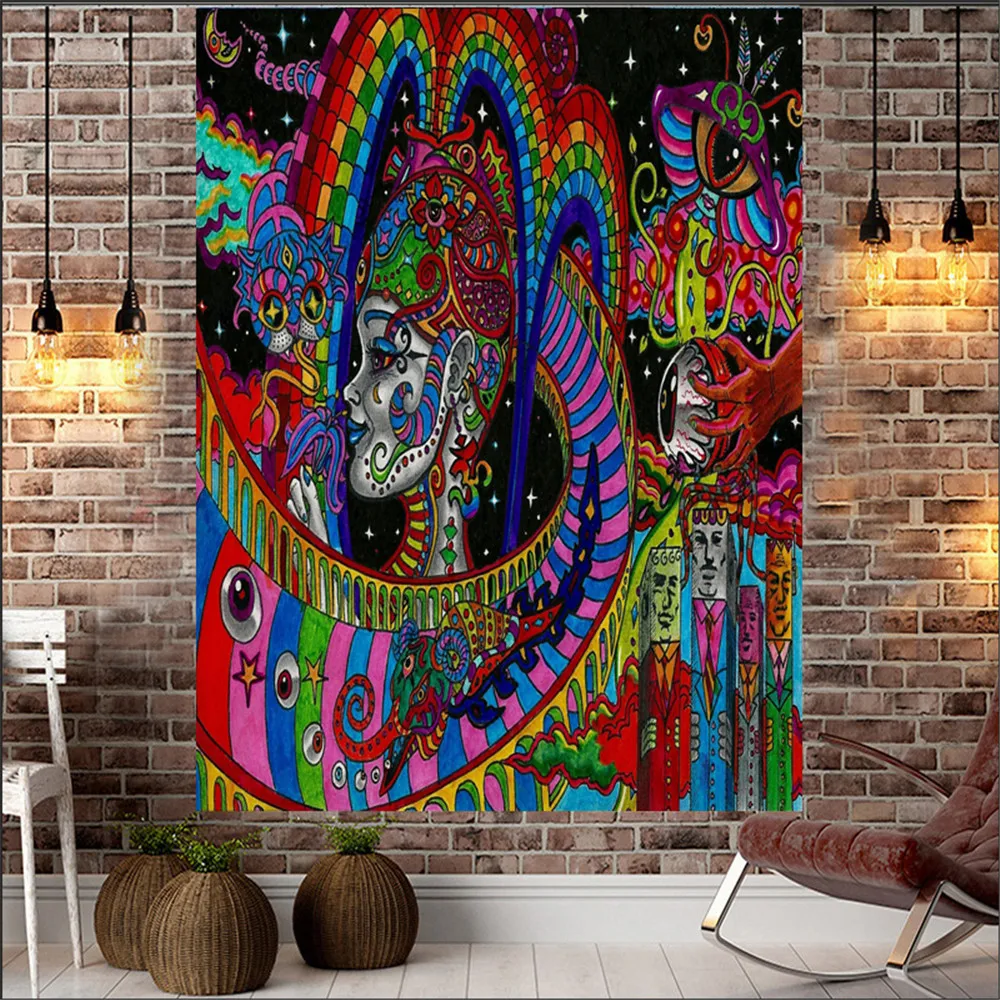 Настенный гобелен в виде замка с грибами искусство природы звездное небо