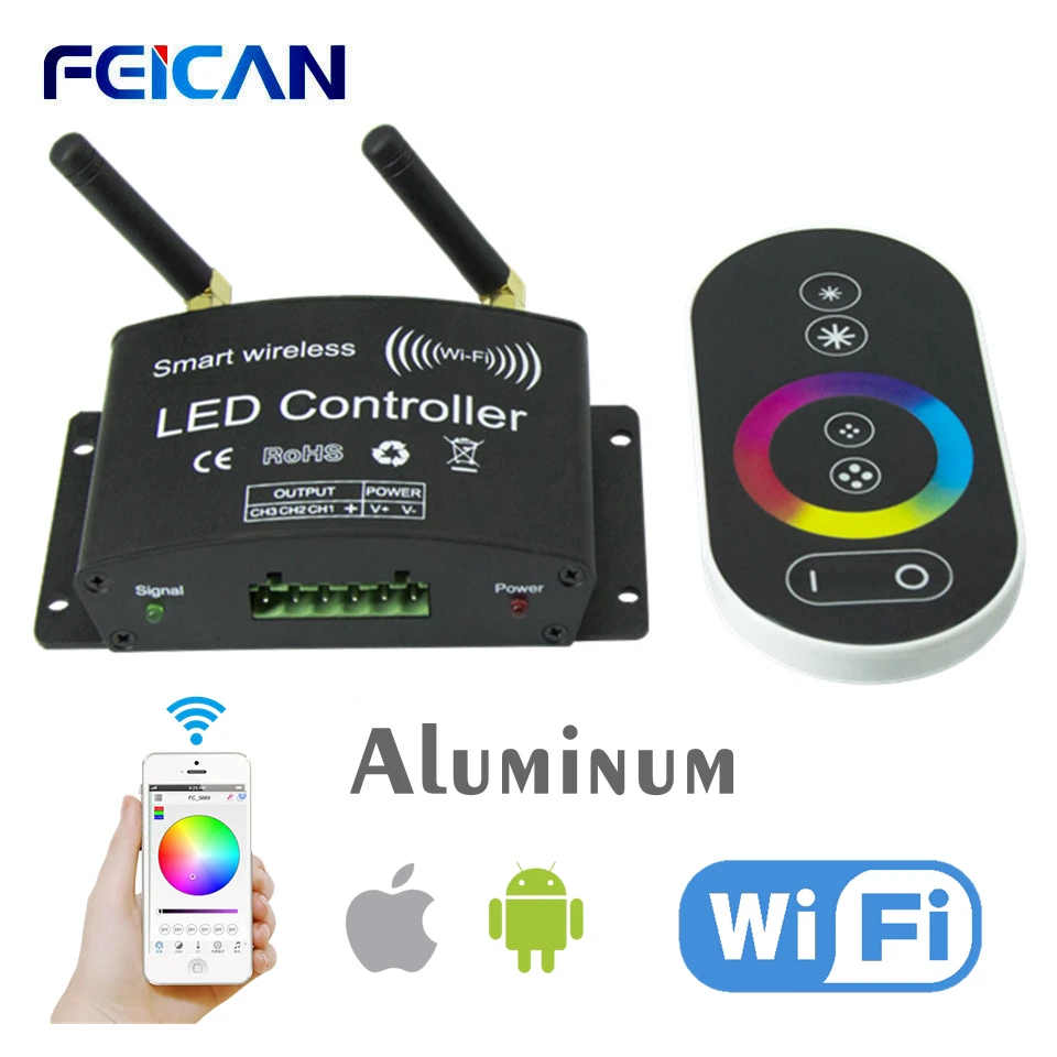 Wifi светодиодный RGB пульт дистанционного управления DC12-24V RF сенсорный пульт управления 3 канала с помощью приложения Android/IOS для SMD5050 3528 RGB светодиодная лента