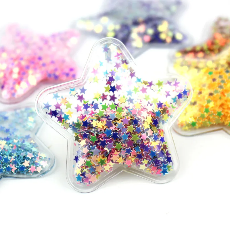 10 шт. ПВХ Звезда Корона Микки Прозрачный Bling bling Сердце течет аппликации для детей BB клип и DIY головные уборы аксессуары
