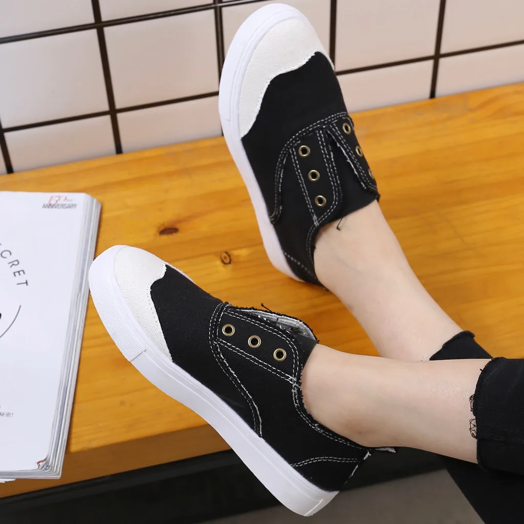 Женские кроссовки без застежки Цвет синий белый Нескользящие лоферы на плоской