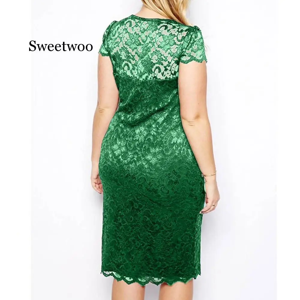 2020 Dress Woman Party Night Fashion Women Sexy Plue size Solid Short Sleeve V-Neck Lace Hollow out vestido | Женская одежда
