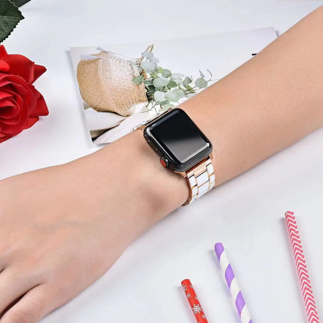 

Metal Strap For Apple Watch 38mm/40mm/42mm/44mm Three Replacement Bracelets For Iwatch 6 SE 5 4 3 2 Metal Stainless Steel Strap