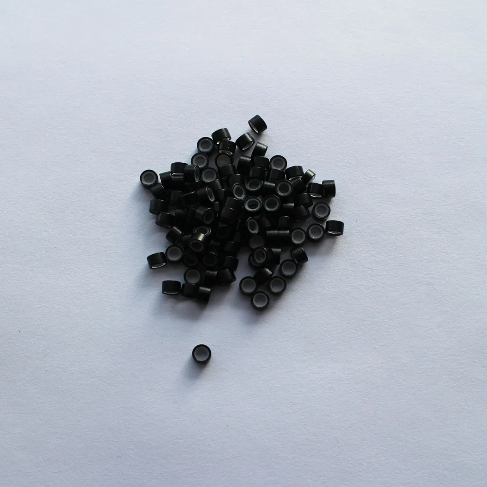 

500pcs/lot 5.0*3.0mm Aluminium Micro ring Silicone lined Links Beads tube for Feather Human Hair Extension tools