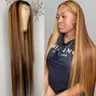 Парик из натуральных волос 30 дюймов прямой парик фронта шнурка Прозрачный парик с застежкой шнурка Веточка с эффектом омбре прямые парики из натуральных волос