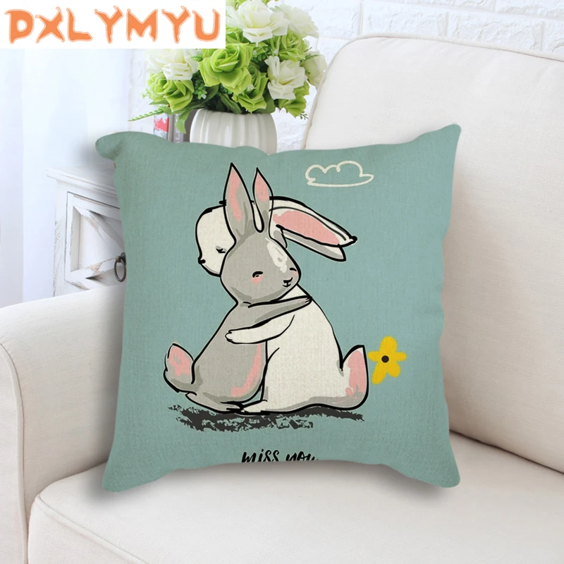 Белье для диванных подушек, наволочки для подушек, кролик Семья животных Печать Подушка Чехол декоративная наволочка Рождественское украшение подушки Чехол размером 45*45 см