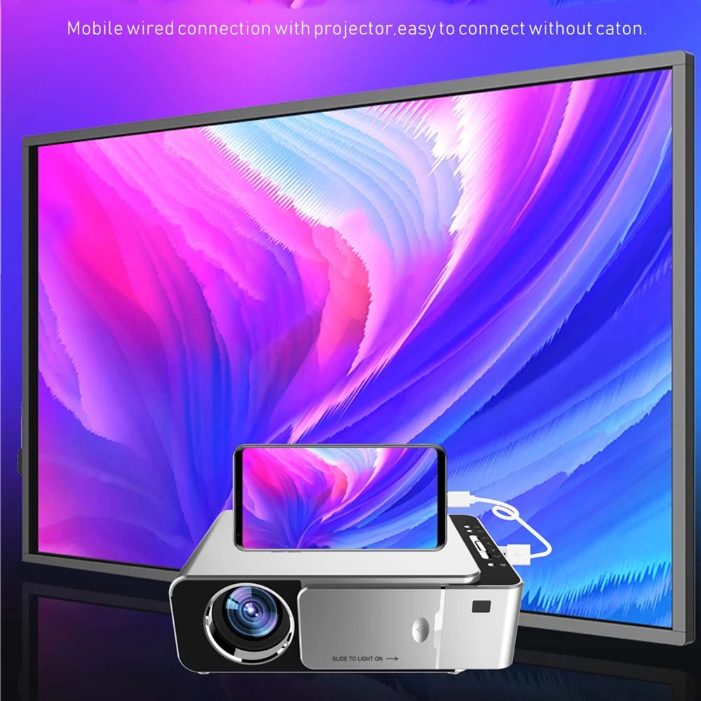 Портативный светодиодный проектор T6 Full HD 1080P 100-240 В с дистанционным управлением
