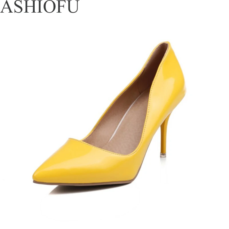 

Женские туфли-лодочки на высоком каблуке ASHIOFU, новые простые туфли без застежек для свадьбы, вечеринки, выпускного вечера, модная повседневн...