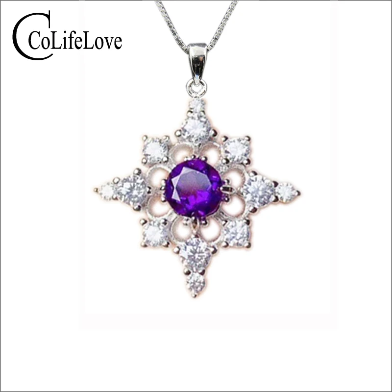 Ювелирные изделия CoLife 925 Серебряная подвеска с аметистом для повседневной носки 5