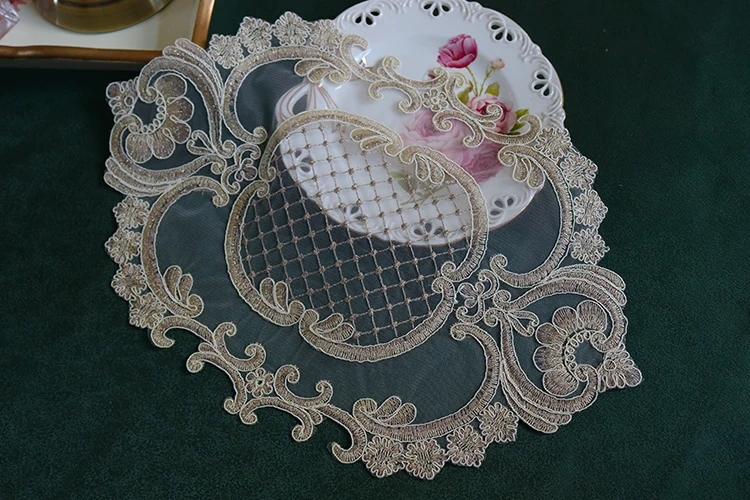 Роскошные кружево овальной формы вышивка стол место коврик подставкой под