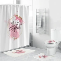 get naked girls white bath curtain durable fabric soft 4 piece bathroom toilet mat shower curtain set with hook