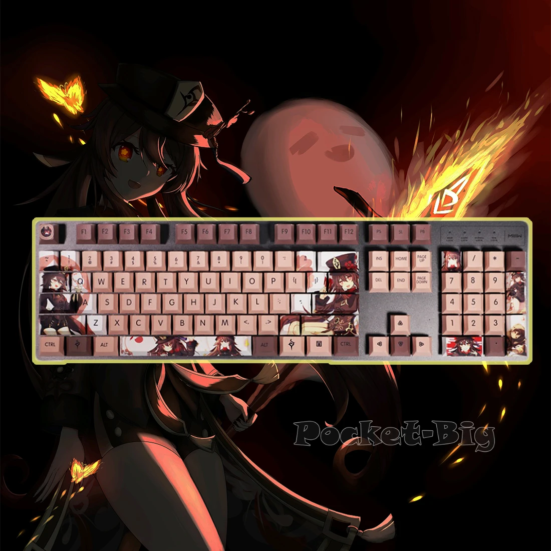 

Механическая клавиатура Genshin Impact Keycaps, клавиатура с персонажами Hutao, механическая клавиатура для 87/104/108 клавиш, реквизит для косплея, модная к...